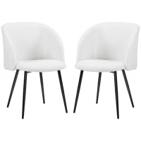 HOMCOM Conjunto de 2 Cadeiras de Sala de Jantar com Encosto em Tecido Efeito Lã Bouclê Pernas em Aço 55x62x80 cm Branco Preto(m-1)