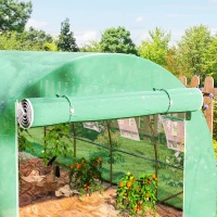Outsunny Capa de Reposição Estufa Túnel 12 m² 4x3x2 m Pe Anti-Uv Impermeável 8 Janelas Porta Enrolável com Zíper Verde(m-5)