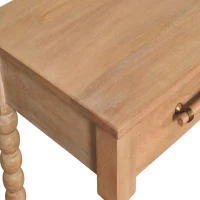 Solid Wood Savoy Bobbin Console Table with Shelves and 4 Shelves, Bedside Table with 2 Smooth-Gliding Drawers, 40L x 115W x 88H cm, Brown(m-4)
