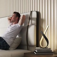 HOMCOM Lâmpada de Mesa Design Contemporâneo Lâmpada de Mesa Design Espiral 21x15x43 cm Alum. Preto Led Branco Quente(m-4)