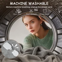 HOMCOM Electric Heated Blanket Throw 140 x 160cm with Dual Controllers, Machine Washable Heated Throw Blanket with Ultra Soft Flannel Fabric, 5 Heating Levels, 10 Hour Timer, Grey(m-6)