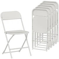 HOMCOM Set 6 Sedie Pieghevoli con Fori di Drenaggio in Plastica e Metallo, 45x49x79.5 cm, Bianco(m-10)