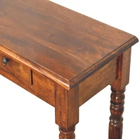 Solid Mango Wood 3-Drawer Console with Turned Legs, Ample Storage, Desk for Generous Organisation and Built to Last, 35L x 110W x 80H cm, Brown(m-4)