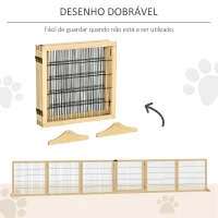 PawHut Barreira de Segurança para Cães de Madeira Dobrável para Cães Pequenos e Médios com 6 Painéis 432x36x70 cm Madeira(m-6)