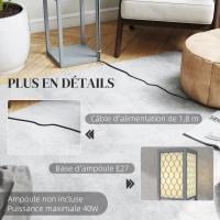 HOMCOM Lampadaire avec étagères, lampadaire sur pied de salon 3 niveaux, interrupteur à tirette 26 x 26 x 160 cm, gris et blanc(m-7)