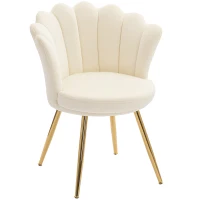 HOMCOM Poltrona Concha Cadeira de Penteadeira Poltrona em Veludo Poltrona de Sala com Pés em Metal Dourado Bege(m-8)