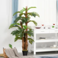 Outsunny Artificial Plant Tropical Fern in Pot, Fake Plants for Home Indoor Decor, 150cm, Green(m-12)