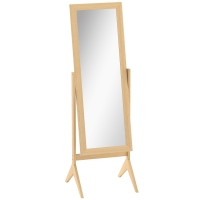 HOMCOM Espejo de Pie Cuerpo Entero Reclinable 47x46x148 cm Espejo de Cuerpo Entero Independiente con Marco rectangular Roble