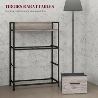 HOMCOM Meuble de rangement style industriel commode 4 tiroirs en tissu pliables et amovibles et 1 étagère 60 x 29 x 85 cm gris(m-6)