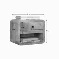 Solid Mango Wood Wall-Mounted Mini Bedside Table with Open Slot and Drawer, Space-Saving Desk with Curved Design, 25L x 30W x 25H cm, Brown(m-3)