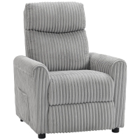 HOMCOM Sillón Relax Reclinable Manual Tapizado en Pana Instalación Rápida Reposapiés Acolchado Grueso Gris Claro