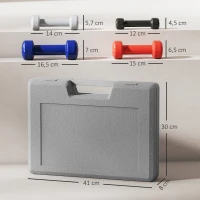 Conjunto de halteres total 10 kg - Colaboração Aosom.fr x FFHandball - pares de 0,5/1/1,5/2 kg com mala metal PU(m-3)