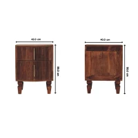 Solid Wood Harper Bedside Table with Eco-Conscious Durable Build, Bedside Cabinet with 2 Smooth-Gliding Drawers, 40L x 42W x 55H cm, Brown(m-3)