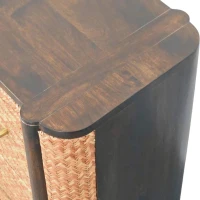 Solid Mango Wood Bedside Table with 2 Smooth-Gliding Drawers, Handcrafted Eco-Friendly Nightstand for Living Room, 38L x 50W x 50H cm, Brown(m-4)