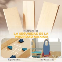 AIYAPLAY 7 en 1 Triángulo de Escalada Montessori de Madera Tema de Cohetes con Arco y Rampa para Niños de 18-48 Meses Azul(m-5)