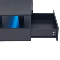 Modern Coffee Table with App-Controlled LED, 2-Drawer and Open Storage, Centre Table with USB-Powered, 100L x 50W x 42.5H cm, Black(m-8)