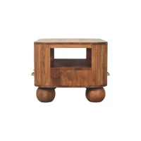 Solid Mango Wood Coffee Table with 2 Smooth-gliding Drawers, Tea Table with Shelf for Organised Storage, 55L x 85W x 46H cm, Brown(m-10)