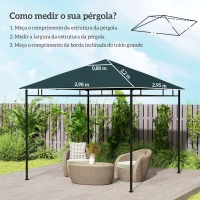 Outsunny Toldo de Substituição de 3x3m para Pérgola de Jardim com 8 Orifícios de Drenagem e Ventilação Cinza(m-3)