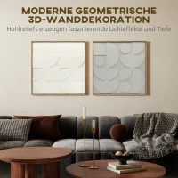 HOMCOM Wanddeko 3D 2er Set geometrisch Wanddekoration Modern Wand Deko für Wohnzimmer, Flur, 80 x 3,5 x 80 cm, Weiß(m-4)