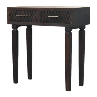 Solid Wood Arno Console Table with 2 Smooth-Gliding Drawers, Handcrafted Bedside Table with Mango Wood, 35L x 80W x 82H cm, Brown(m-8)