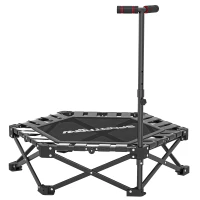 SPORTNOW Trampolino fitness con maniglia a T regolabile, pieghevole, borsa da trasporto, portata 120 kg, acciaio, plastica, nero(m-6)
