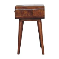 Solid Wood Avora Bedside Table with Drawer and Nordic Legs, Durable Hand‑Finished Desk for Bedroom, 35L x 45W x 57H cm, Brown(m-7)