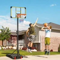 SPORTNOW Tabela de Basquetebol com Altura Ajustável 178-208 cm Rodas Base Recarregável para Exterior 75x56x210-240 cm Amarelo e Preto(m-2)