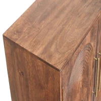 Solid Mango Wood Arco Groove Sideboard with Whimsical Animal Motif, 2-Door Sideboard Ideal for Living Room, 35L x 75W x 71H cm, Brown(m-4)