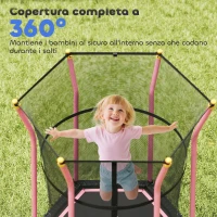 HOMCOM Tappeto Elastico per Bambini con Ingresso a Cerniera e Pali Imbottiti, in Acciaio, PP e EPE, Ø163.5x190 cm, Rosa(m-6)