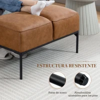 HOMCOM Taburete Pie de Cama Moderno de Cuero Sintético con Asiento Acolchado Grueso y Patas de Acero 80x40x46 cm Marrón(m-5)