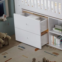 3ft Single Wooden Storage Bed with Headboard Storage and Colourful LED Strips, Single Bed with 2 Drawers, 262L x 95W x 120H cm, White(m-7)