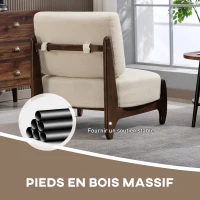 HOMCOM Fauteuil salon en chenille, fauteuil chambre confortable, coussin épais, assise rembourrée, 72 x 73,5 x 81 cm, crème(m-7)