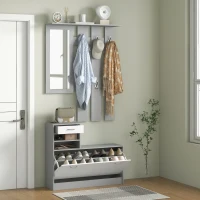 HOMCOM Three-in-One Hallway Storage Set - Grey/White(m-7)