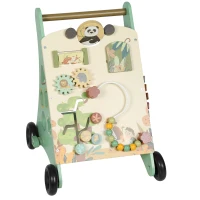 AIYAPLAY Andador de Madeira para Bebé Centro de Atividades de Aprendizagem Montessori com Controlo de Velocidade com Xilofone 33,5x36x46,8 cm Verde(m-11)