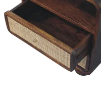 Solid Mango Wood Bedside Table with 2 Smooth-Glide Drawers, Open Shelf, Desk for Living Room, 35L x 45W x 55H cm, Brown(m-4)