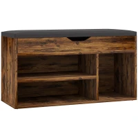 HOMCOM Móvel para Sapatos Banco de Sapatos 2 Níveis de Arrumação 80x30x43cm Castanho Rústico(m-1)
