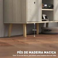 HOMCOM Móvel de TV para Televisores de até 50 Polegadas com 2 Gavetas de Tecido 2 Prateleiras Abertas 110x29x46,5 cm Madeira Clara e Bege(m-7)