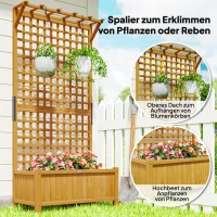 Outsunny Hochbeet mit Spalier und Dach, Pflanzkasten, Blumenbeet, wetterfest, Holz, 90 x 45 x 183 cm, Braun(m-5)