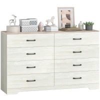 HOMCOM Commode 8 Tiroirs Moderne en Bois, 140x40x86 cm, Noyer et Gris Clair(m-6)