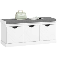 HOMCOM Three-Drawer Shoe Bench, with Seat - White(m-10)