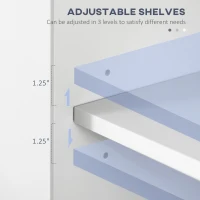HOMCOM Tall Freestanding Bathroom Cabinet Retro Shutters w/ 3 Compartments Shelves Elevated Base Narrow Organiser White 60L x 30W x 182.5H cm(m-6)