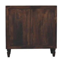 Solid Mango Wood Cabinet with 2 Doors and 2 Shelves, Textured Hand-finished Surface, Table with Playful Animal Carving, 35L x 85W x 86H cm, Brown(m-9)
