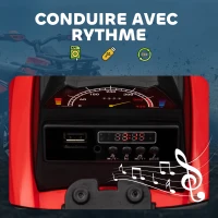 HOMCOM Quad Buggy électrique Enfant 12 V 8 Km/h Max. Voiture électrique Enfant avec Effets Lumineux sonores Selle avec Dossier Porte-Bagage Avant métal PP Rouge Noir(m-6)