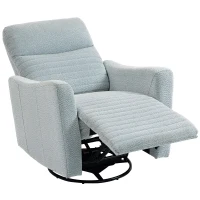HOMCOM Poltrona Reclinável Poltrona de Relax com Apoio para Os Pés Giratória 360° com Balanço 82x90,5x101 cm Cinza-Azulado(m-8)