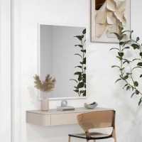 HOMCOM Miroir mural rectangulaire 90 x 70 cm, cadre en bois blanc, idéal pour la salle de bain, salon ou chambre(m-10)