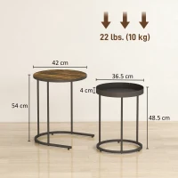 HOMCOM Set of Two Industrial Nesting Tables - Brown/Black(m-3)