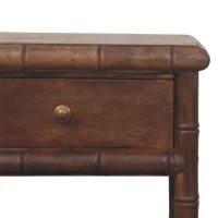 Solid Mango Wood Bedside Table with Drawer and Open Slot, Bedside Cabinet with Hand-Finished Construction, 36L x 45W x 60H cm, Brown(m-4)