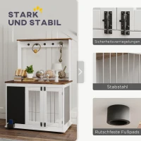 PawHut Hundebox mit Aufbewahrungsregal für Spielzeug, Haken für Leinen, Schreibtafel, Radiergummi, für große Hunde, Weiß(m-8)