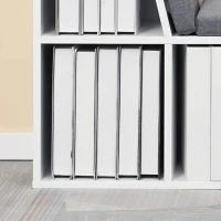 HOMCOM Bookcase Storage Shelf with Cushioned Reading Seat, Bookshelf Storage Cabinet for Study Living Room, White(m-11)