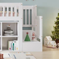 3ft Single Wooden Storage Bed with Headboard Storage and Colourful LED Strips, Single Bed with 2 Drawers, 262L x 95W x 120H cm, White(m-8)